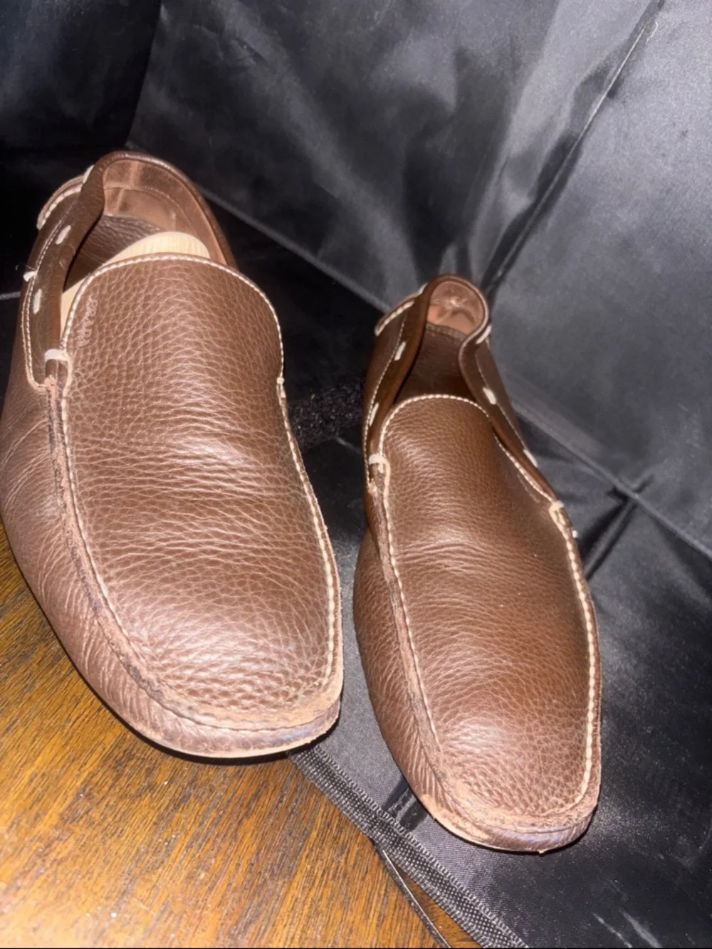 Prada Men's Brown Leather Slip-On Loafers